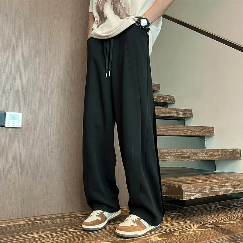 

Мужские модные повседневные брюки из чистого хлопка с тяжелыми боковыми складками в американском стиле, большие размеры, Гонконгские повседневные брюки в стиле ретро