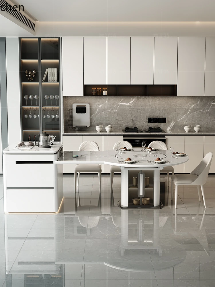 

ZML dining table integrated telescopic multi-function with household small apartment square and round dual-purpose dining table