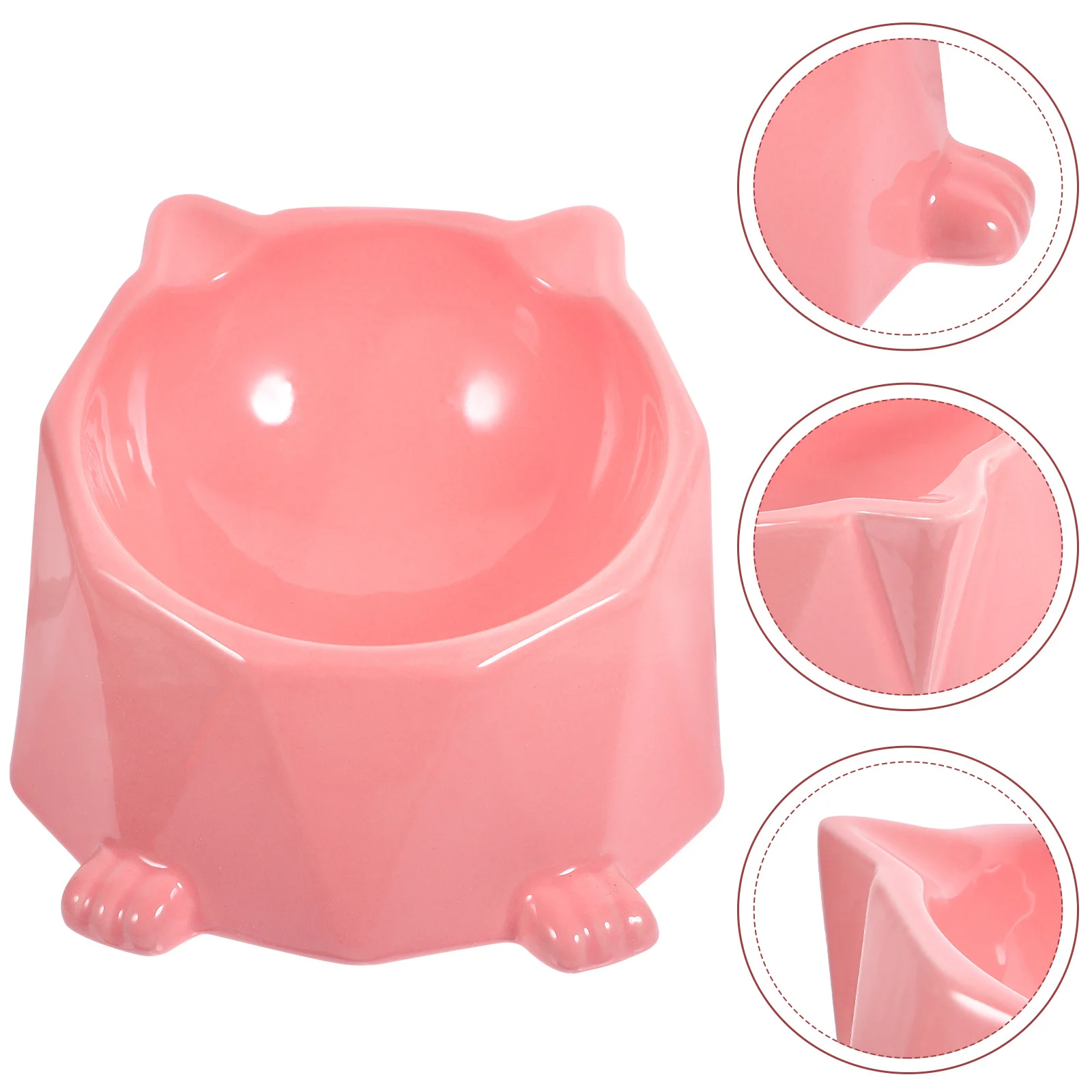 

Ceramic Pet Feeder Hexagon Shape Safe Durable Pink Color Inclined Cats Pet Feeder Dog Ceramic Bowl