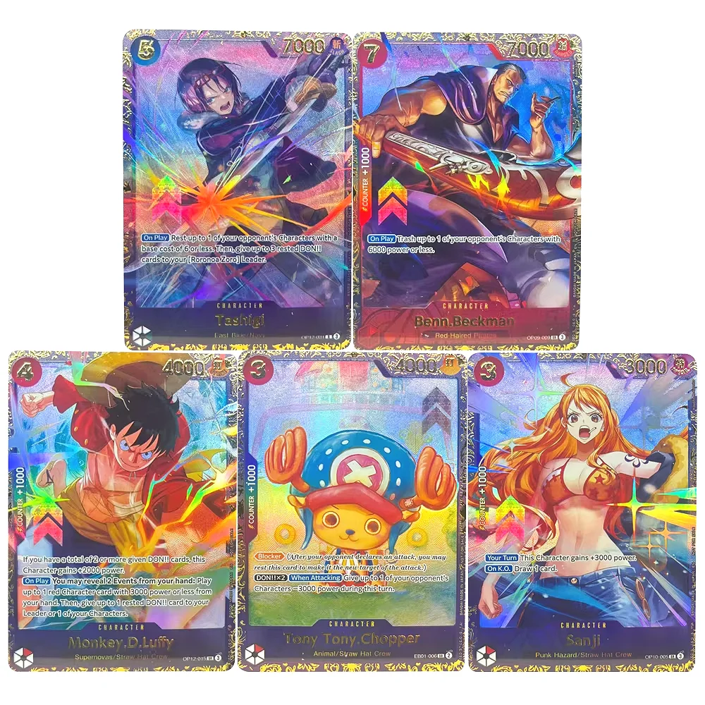 ONE PIECE Sammelkarten Tashigi Bann.Beckman Monkey D. Ruffy Tony.chopper EN Hochwertige DIY selbstgemachte Spiel-Anime-Karten