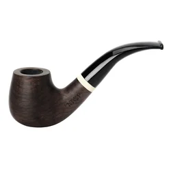 MUXIANG-Handmade Ebony Wooden Bent Stem for Smoking, Tobacco Pipe, Activated Carbon Filter, 10 Pipe Cleaning Accessories,