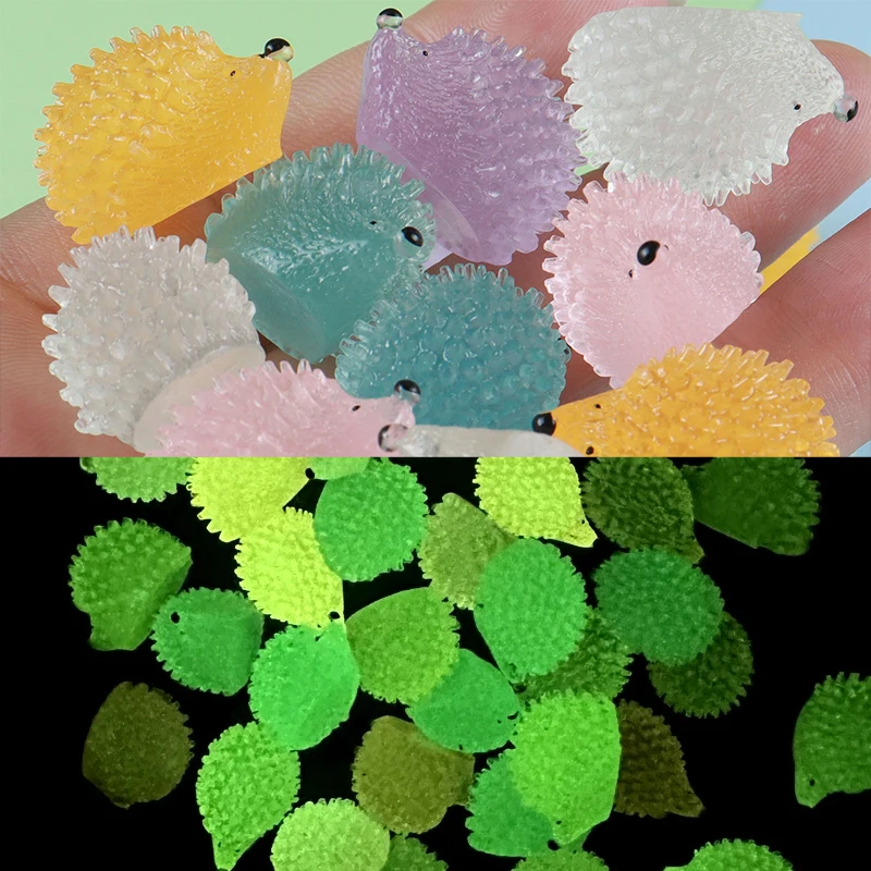 5/10PCS Luminous Mini Resin Hedgehogs Figures Glow in The Dark Tiny Resin Hedgehogsfor Dollhouse Micro Landscape DIY Home Decor