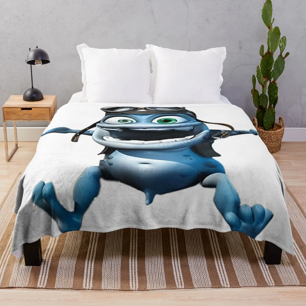 Crazy frog Throw Blanket Hair bed plaid Bed Fluffys Large for winter Blankets