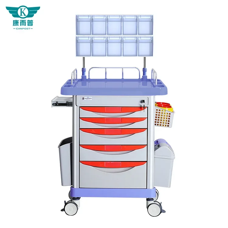 

Hospital double row anesthesia- box ABS medical anesthesia- trolley with two different buckets can distinguish garbage