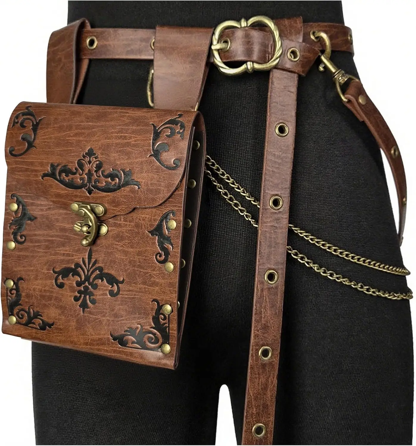 

2 шт., поясная сумка в стиле ретро в стиле Ренессанс, воин викингов, ролевые игры, унисекс, Хэллоуин, ЛАРП, средневековый ремень «сделай сам», со съемной цепочкой и L