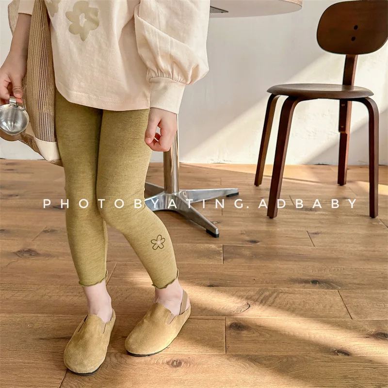 Baby Girls Cartoon Print Tight Pants Toddler Casual Pants Kids Trousers 2025 Autumn New Children Cotton Versatile Leggings