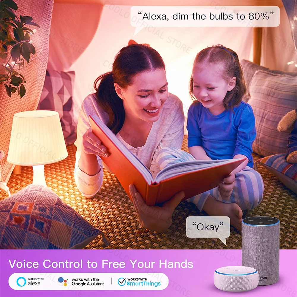 Bombilla LED inteligente con WiFi, lámpara regulable con Control por aplicación Smart Life, funciona con Alexa, Amazon, asistente de Google, Tuya, E27, 15W