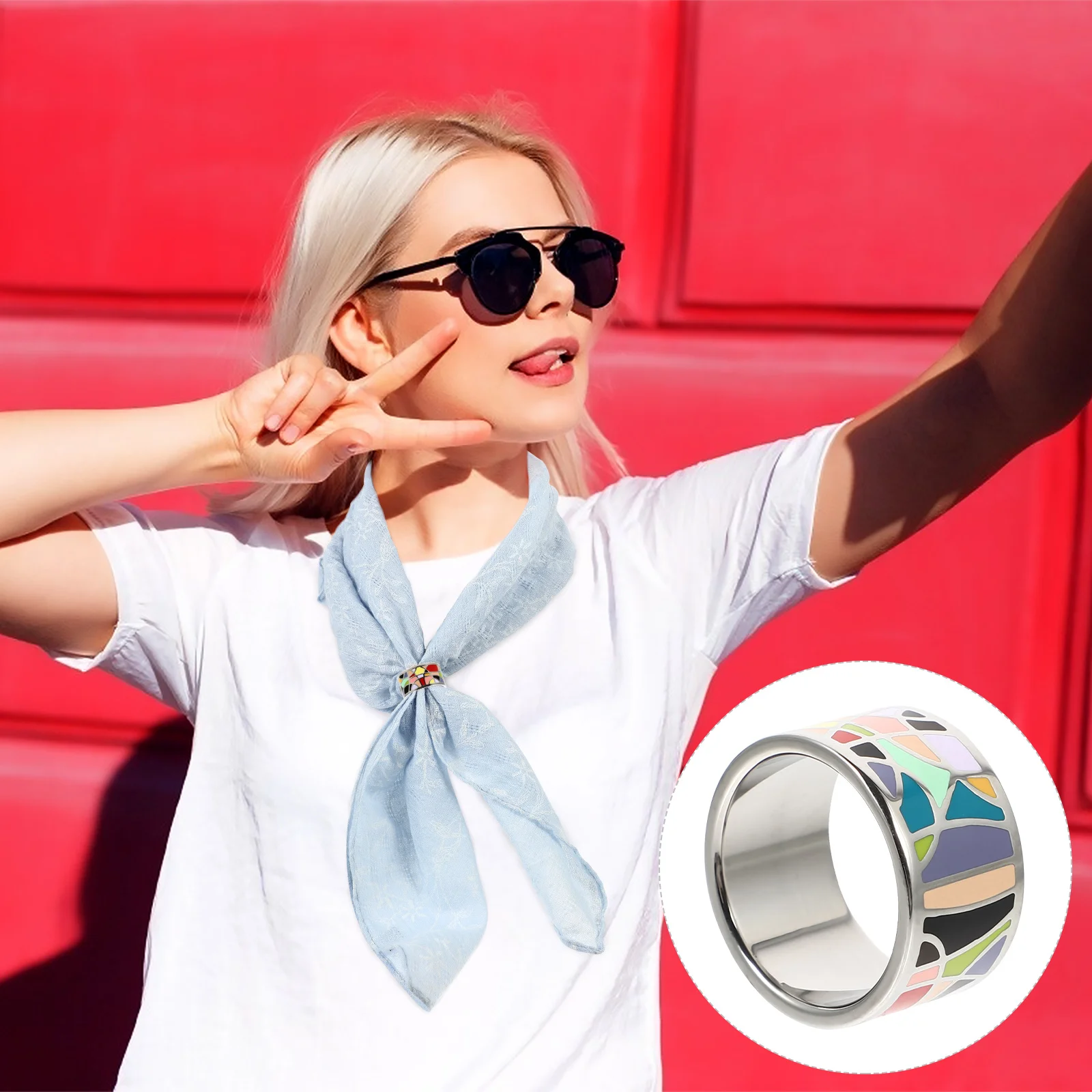 

1pc Premium Scarf Buckle High-Grade Durable Wear Resistant Rustproof Light Compact Creative Elegant Vintage Titanium Steel Scarf