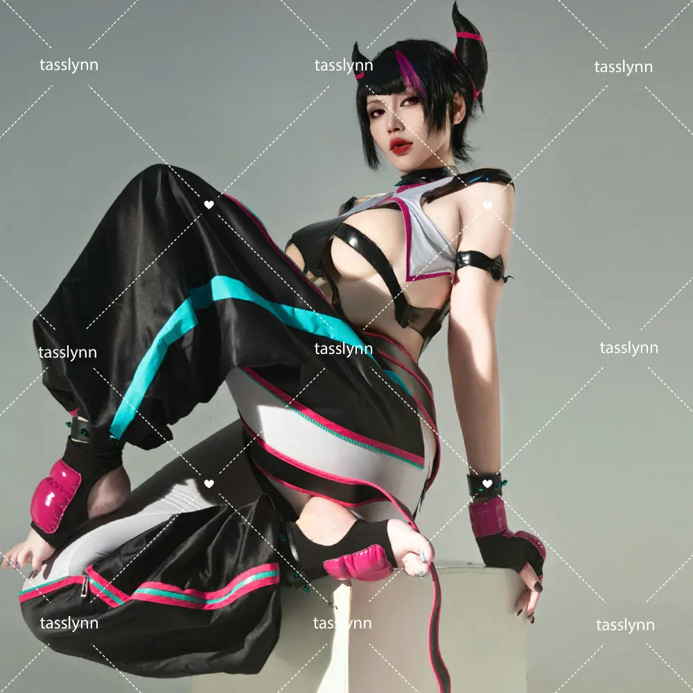 Games Juri Cosplay Costumes Halloween Sutorito Faita Anime Cosplay Juri Hollowed Out Leather Garment Han Juri Anime Cosplay