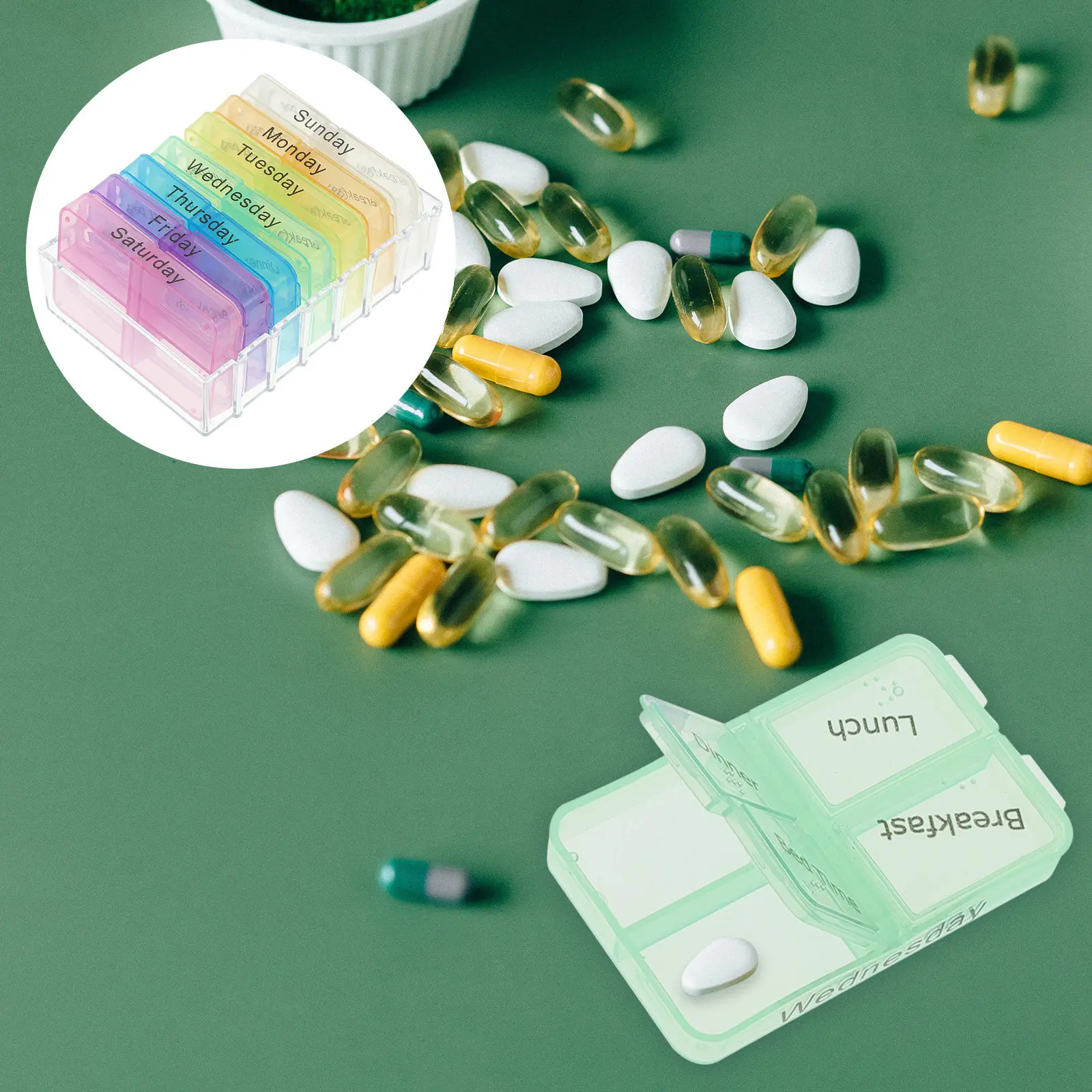 

7 Day Weekly Pill Organizer Case with 7 Individual Compartments Portable Medicine Box for Daily Use Travel Size Small Capsule