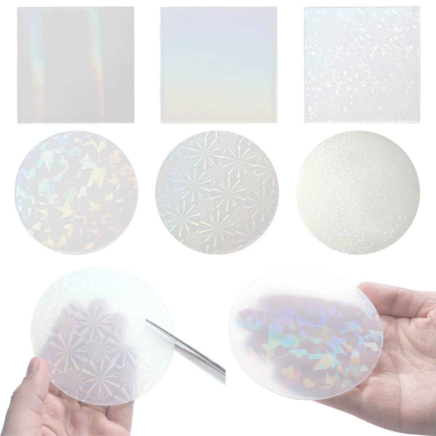 DIY Crystal Laser Holographic Flash Transfer Mirror Silicone Mold Light And Shadow Cup Tray Round Coaster Molds Making Accessory