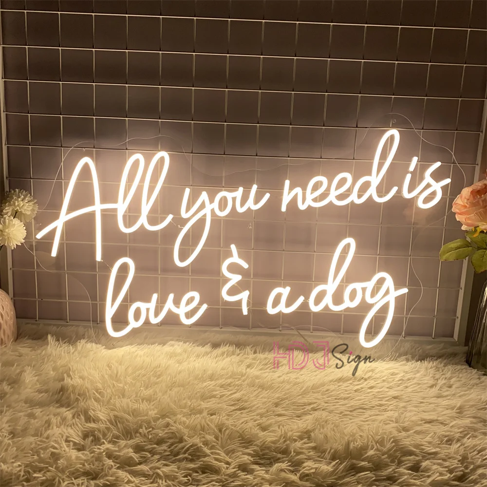 

All You Need Is Love & A Aog Neon Led Sign Wall Art Room Decor Wedding Led Neon Lights Home Room Decoration Neon Signs