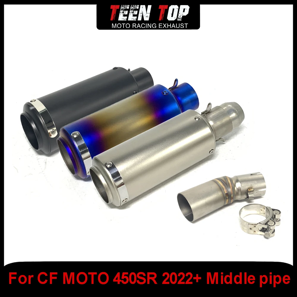 

Universal Motorcycle Exhaust Muffler with Strip For CF MOTO 450SR Slip-on Exhaust Connection Pipe Stainless Steel 450SR 2022+