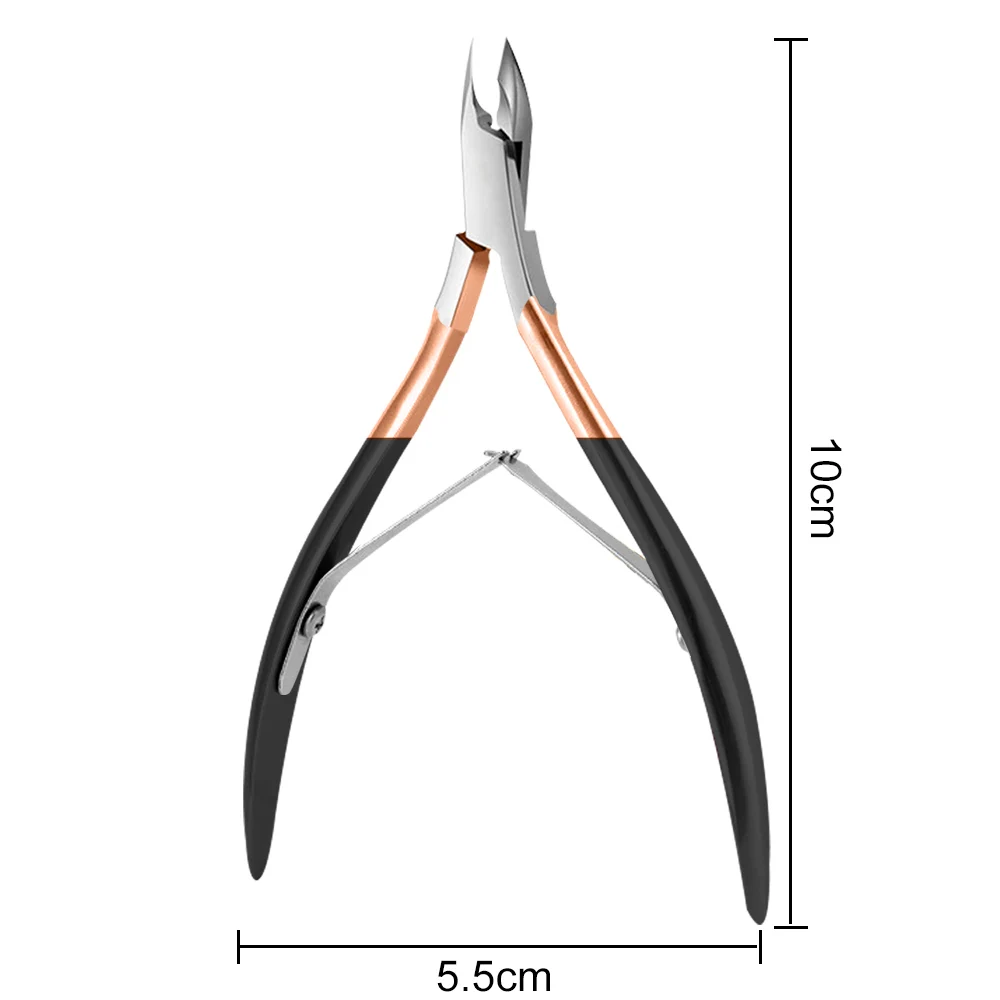 1개 큐티클 니퍼 트리머 스테인리스 스틸 큐티클 제거기 미끄럼 방지 실리콘 손잡이 네일 케어용 매니큐어 도구