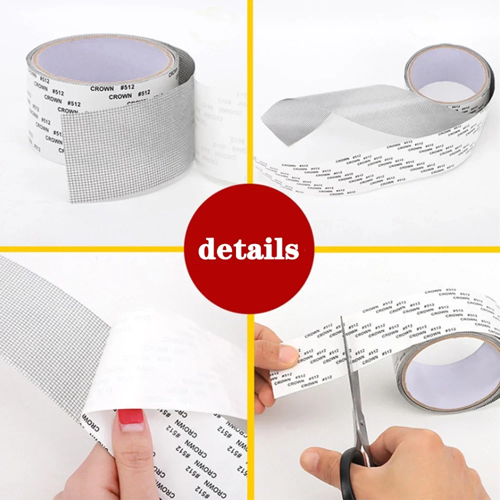 Starkes selbstklebendes Fenstergitter-Reparaturband, Fensternetz, Bildschirm-Reparatur-Patch, das Löcher abdeckt, Tränen, Anti-Insekten-Moskito-Netz – Detail 8