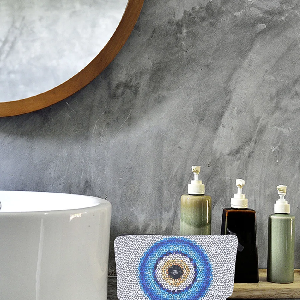 2pcs Waterproof Bag Zipper Pouches Travel Toiletry Organizer Evil Eye Print Makeup Bags For Women Coin Storage