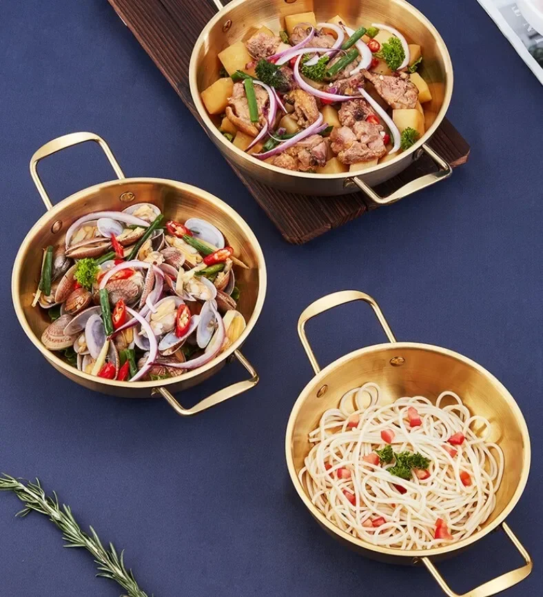 Stainless Steel Single Small Thickened Household Double Ear Korean Noodle 18cm Cooking Pot Hot Pot Multi- Seafood Pot