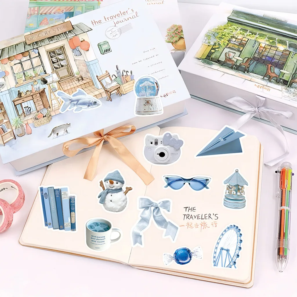 100 Stück Minimalistische Aufkleber Blau Kleine Deko-Sticker für Notizbuch Handyhülle DIY Scrapbooking Giajar Sticker Store – Detail 5