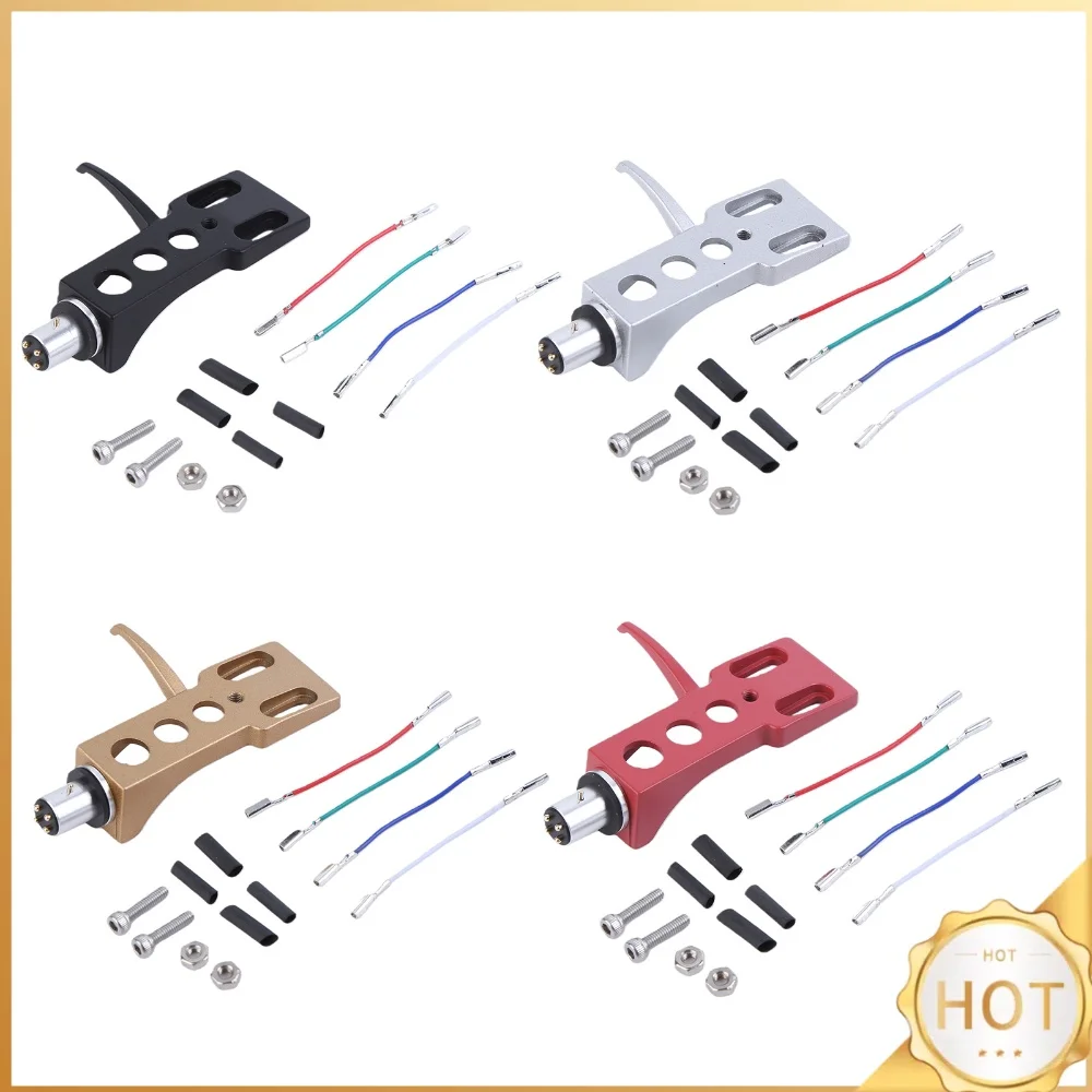 Cartridge Headshell Holder Kit with 4 Lead Wires Cartridge Headshell Stylus Holder for Various LP Phono Turntable