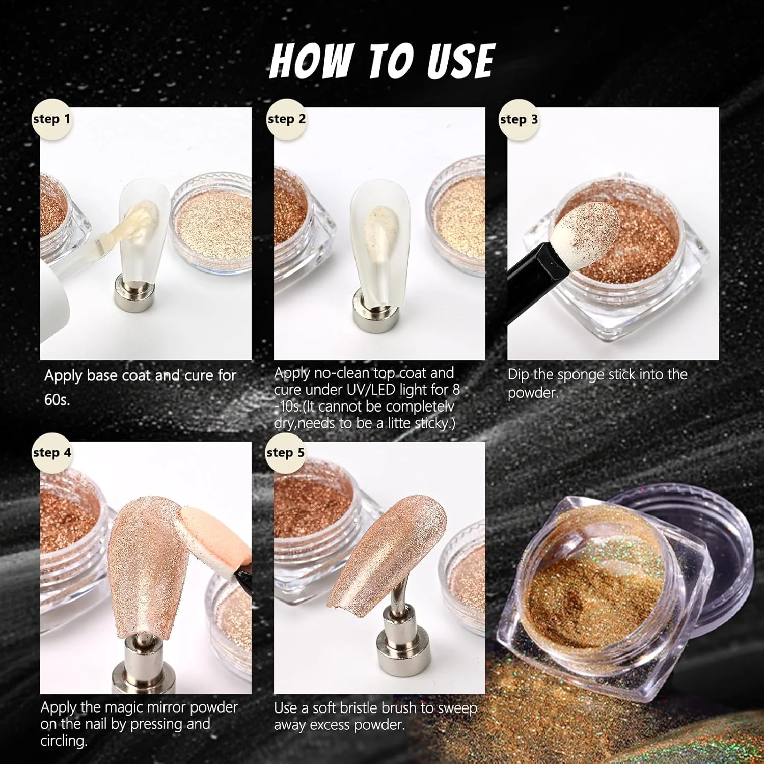 10-doos Moonlight Mirror Nail Powder Silver Fine Glitter Metallic Effect Pigment Gel Polish Chrome Holografisch nagelpoeder