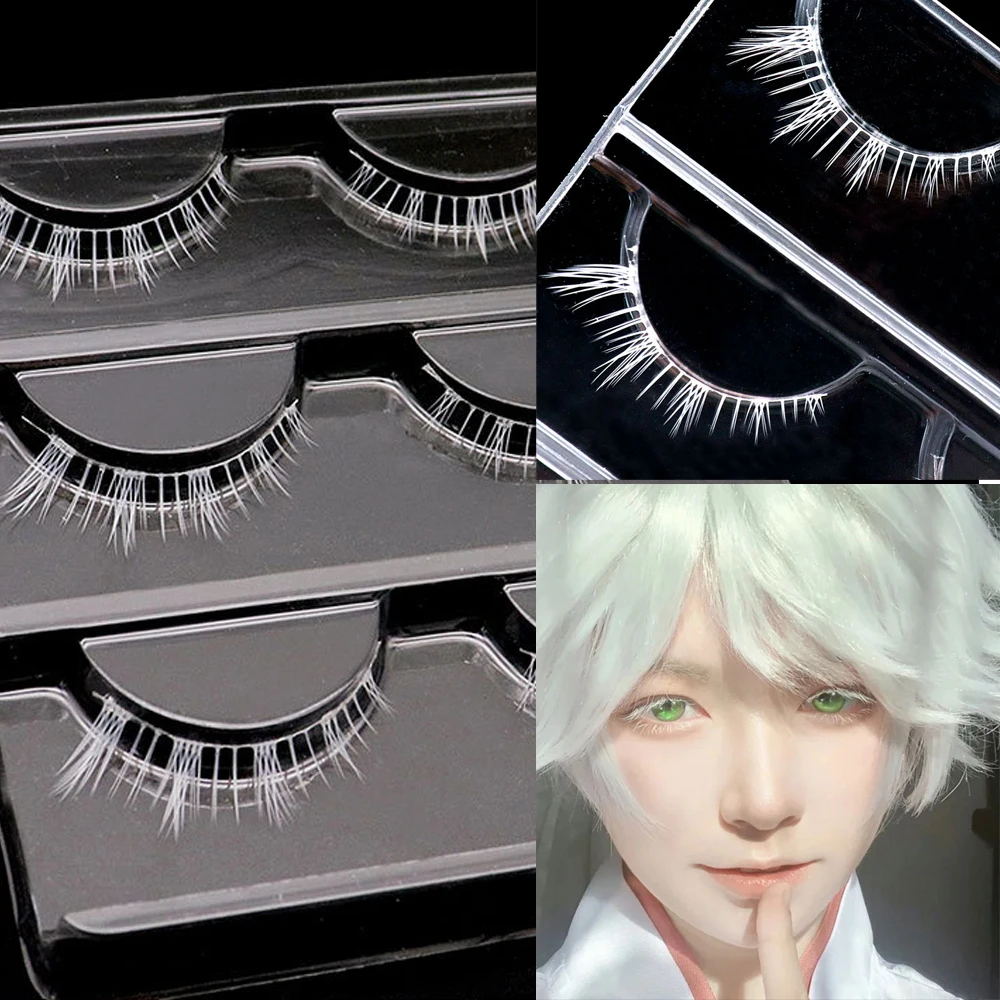 3 Pairs 3D White Bottom Eyelashes Snow Color Eye Lashes Cosplay Halloween Manga Lashes Extension Short Lower Eyelash Under