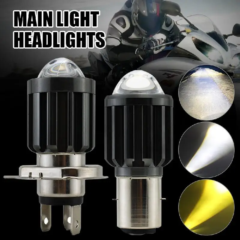 1Pc CSP 10000Lm H4 Led Moto BA20D Led For Motorcycle Head Light Bulbs Lens Yellow Hi Lo Lamp Motorbike Headlights Lamp Accessory