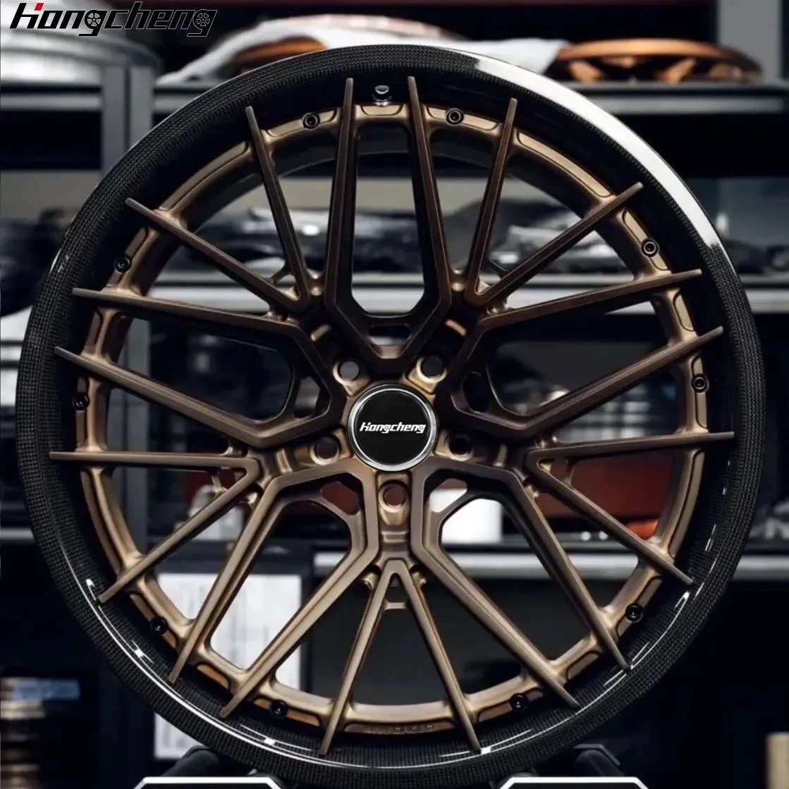 New model of 26 Custom Two Piece Three Piece Brushed Bronze 18 Inch Carbon Fiber Rims  for