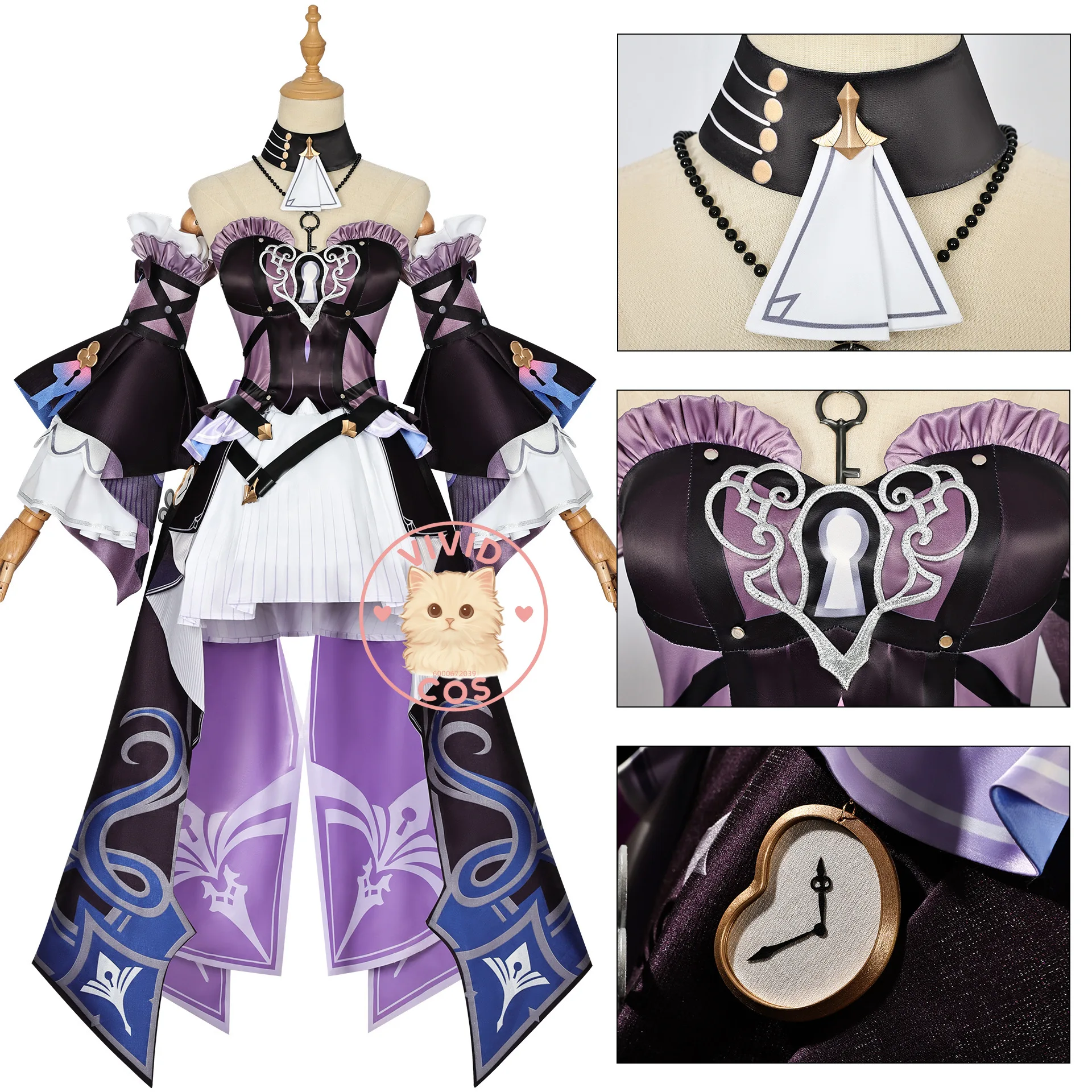ゲーム Honkai: スターレールヘルタコスプレ高品質ロールプレイ衣装新しいアニメパープルマジックドレス帽子かつら女性のためのコミコン