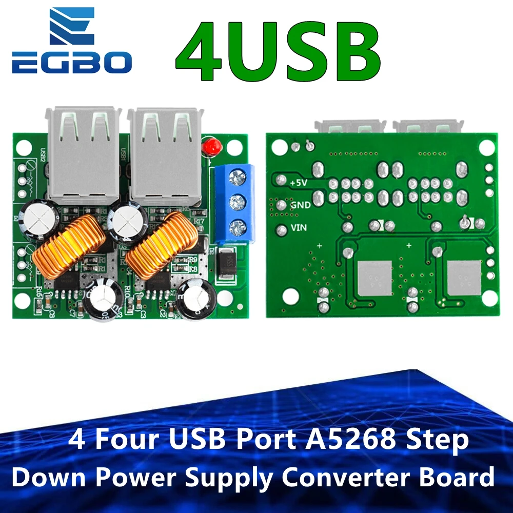 EGBO 4 Vier USB Port A5268 Step Down Netzteil Konverter Board Modul DC 12 V 24 V 40 V zu 5 V 5A Für MP3/MP4 Telefon Auto Ausrüstung