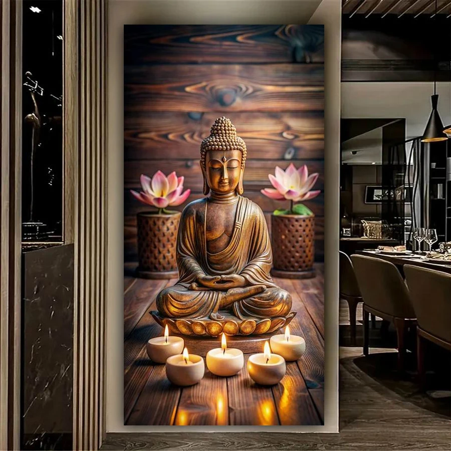 Buddha Candles Picture Size Diy Diamond Art For Adults Painting Full Mosaic Embroidery Buddhist Icon Jewelry Cross Stitch Kits