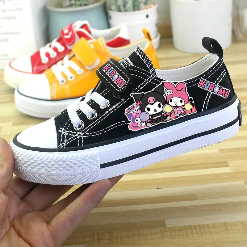 Sanrio Kawaii Kuromi Girls\' Canvas Shoes My Melody Anime Cartoon Lovely Fashion Exquisite Breathable Children\'s Low-cut Sneakers