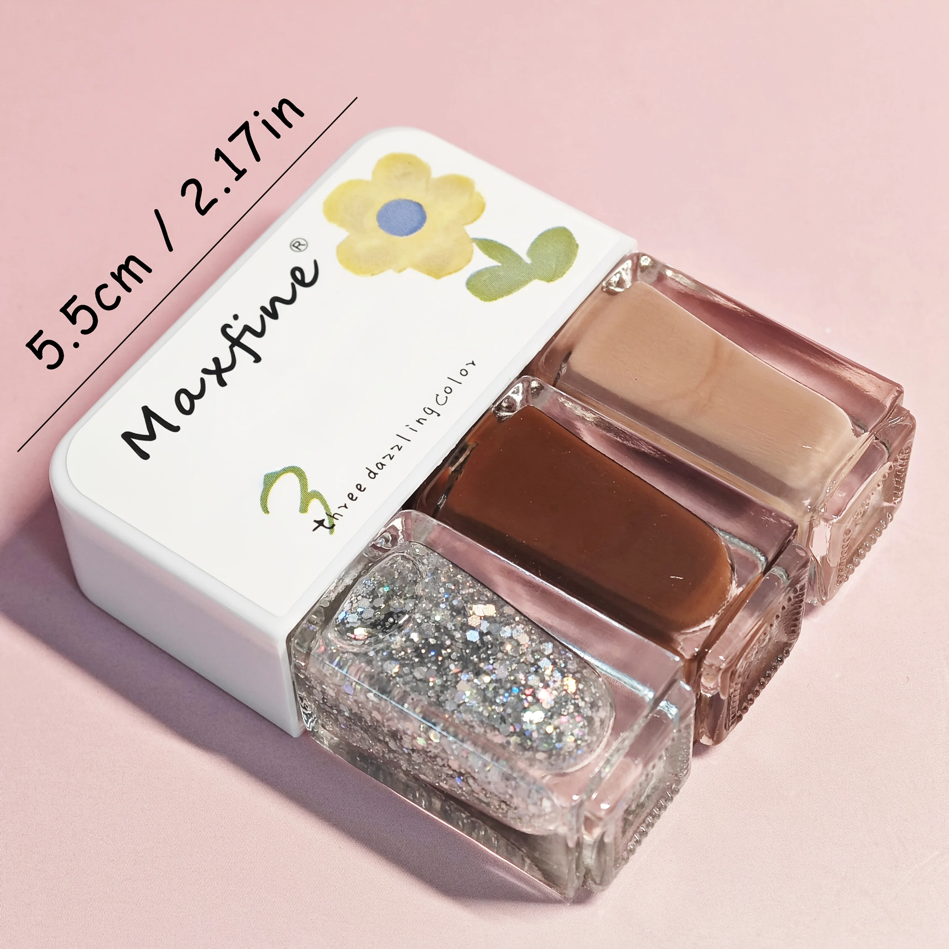 v14 Chocolate Mousse 3 - piece Set of No - bake Nail Polishes. Quick - drying, long - lasting, peel - able and water - based