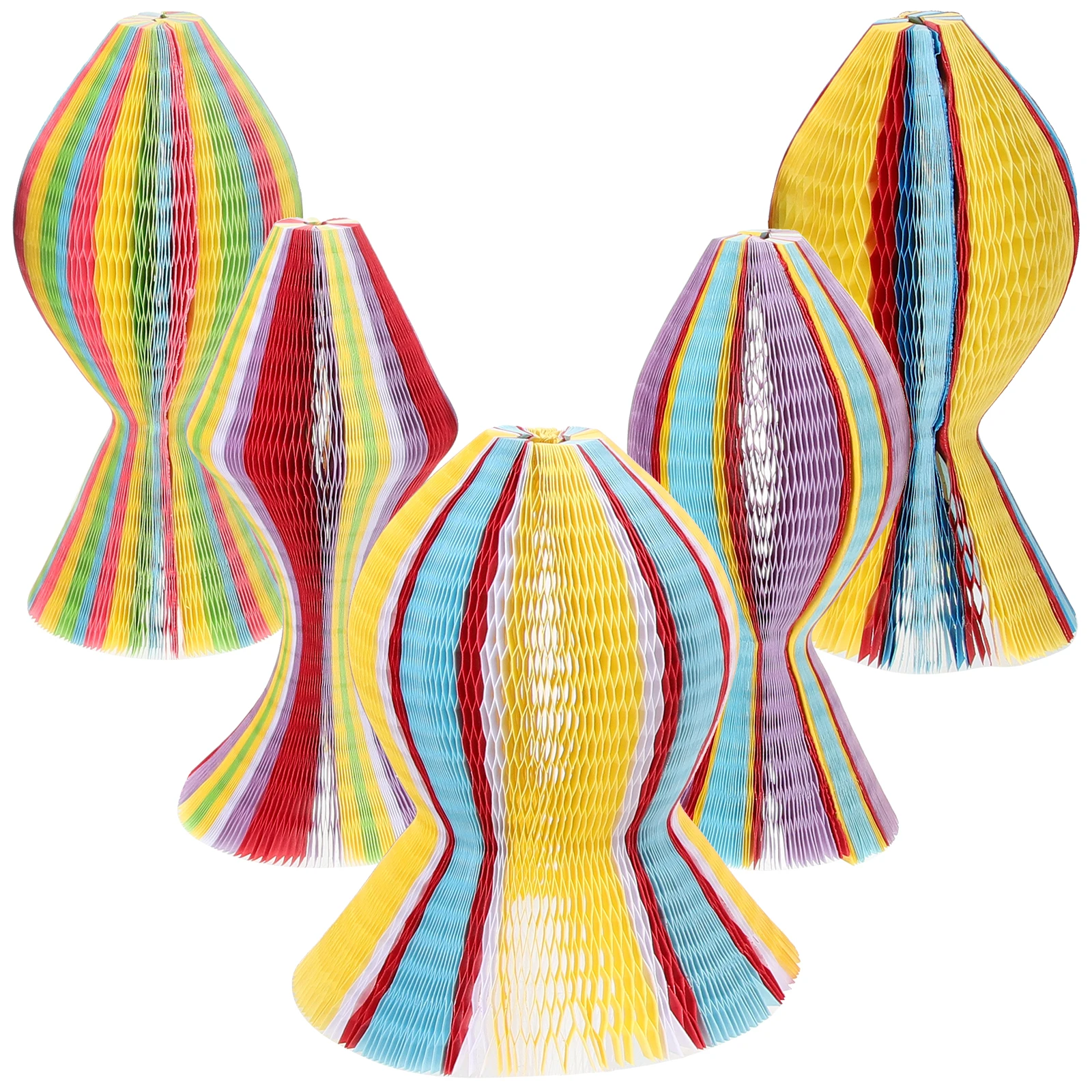 

5pcs Rainbow Honeycomb Paper Vase Hats Foldable Party Caps Unisex Sun Hats Diy Decorations Easy Install S Type