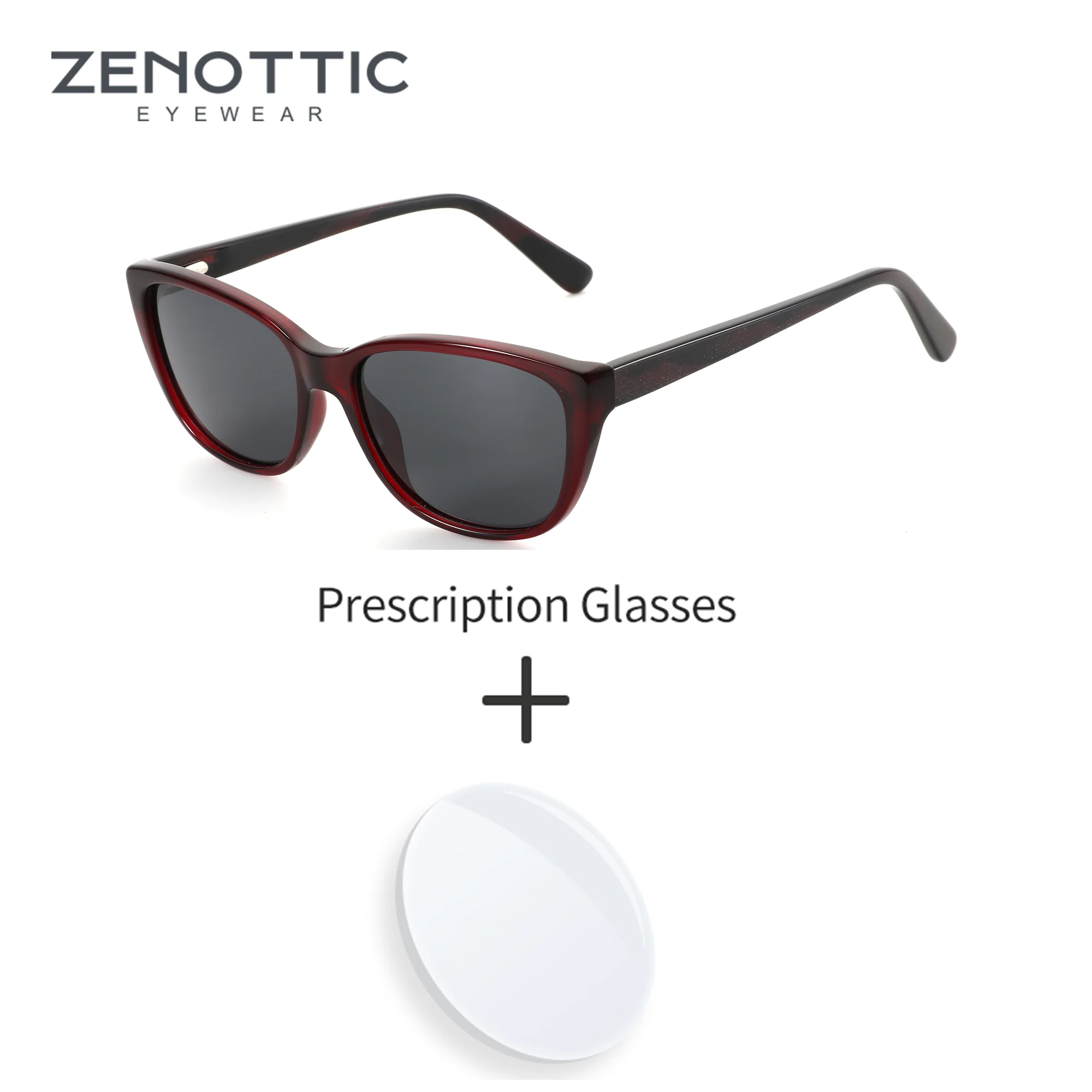 

ZENOTTIC XS Size Cat Eye Prescription Sun Glasses For Women Fashion Acetate Temple Polarized Optical Sunglasses UV400 Shades