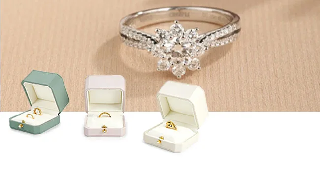 Oirlv Luxurious Velvet Ring Box Set-Elegant Single & Double Ring Holder for Wedding Anniversary Gifts Jewelry Storage Organizer