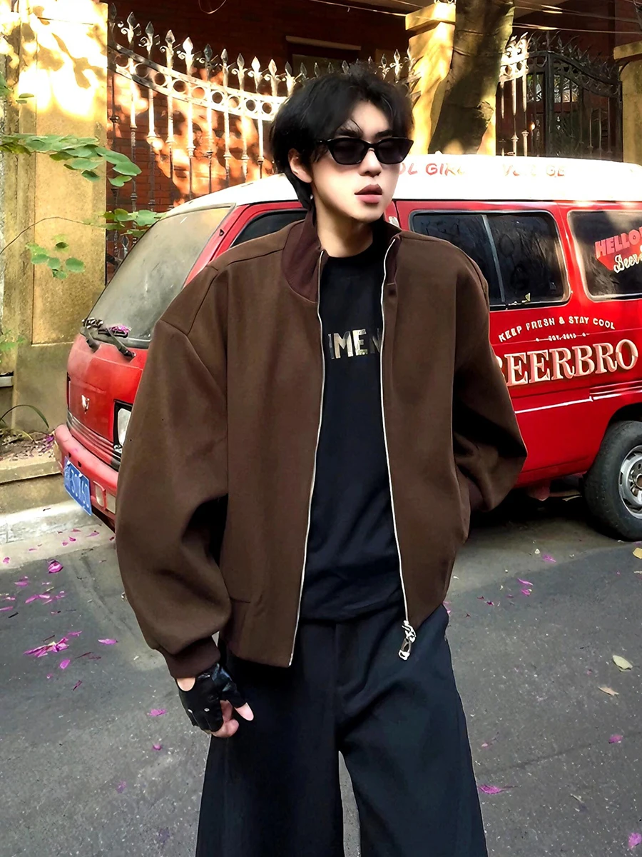 

ort Baseball Jaet Men's Autumn Winter Cleanfit American High Street Coffee Color Stand Collar Quilted Zipper Padded Jaet