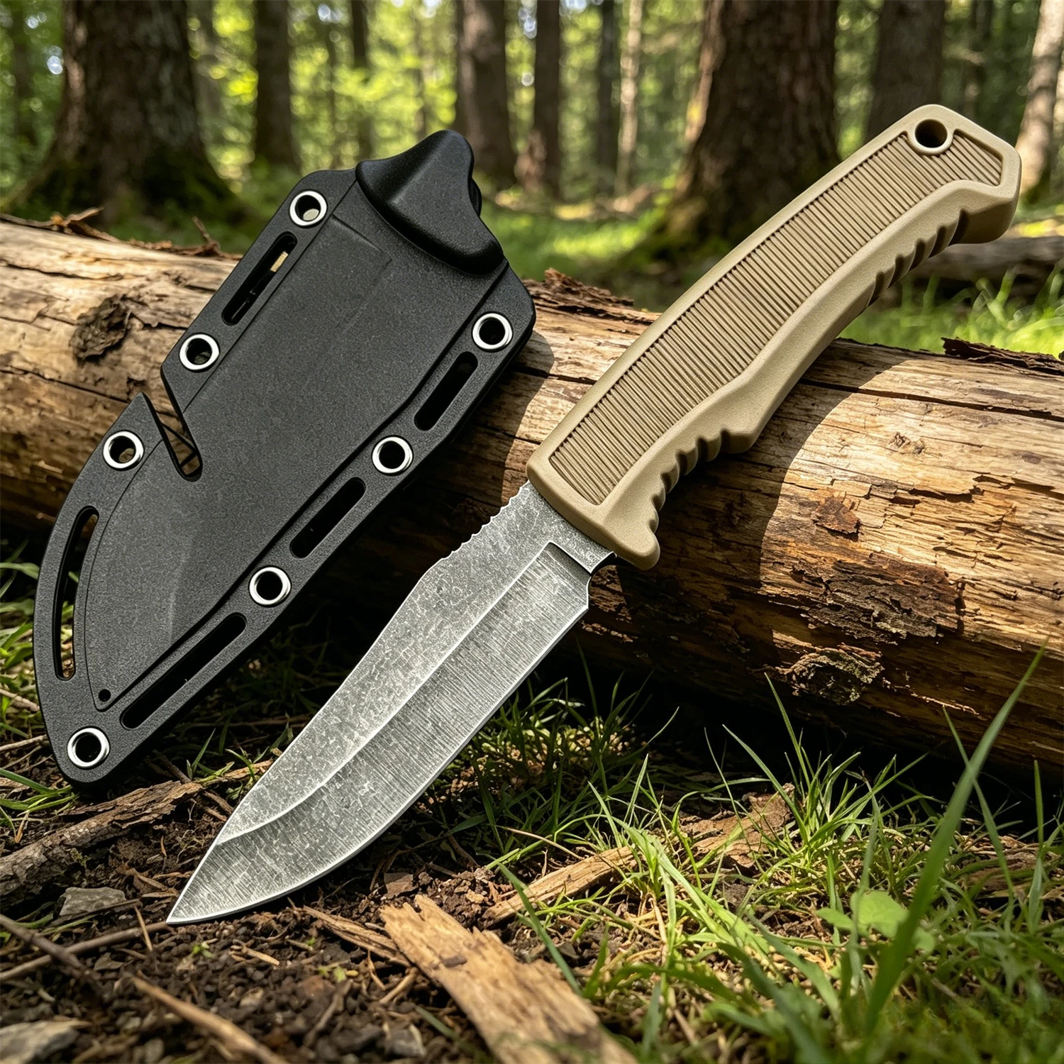 Multifunctional EDC Gear Fixed Blade Knife Nylon Fiber Handle 7Cr13MoV Steel Material Matching Sheath Camping Daily Tools