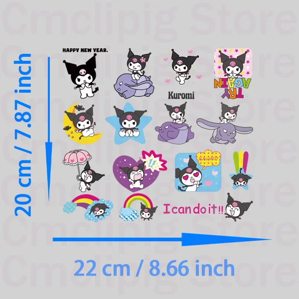 Hot Kuromi My Melody fusible clothing patches thermo-stickers for children DIY Sewing Ironing applications