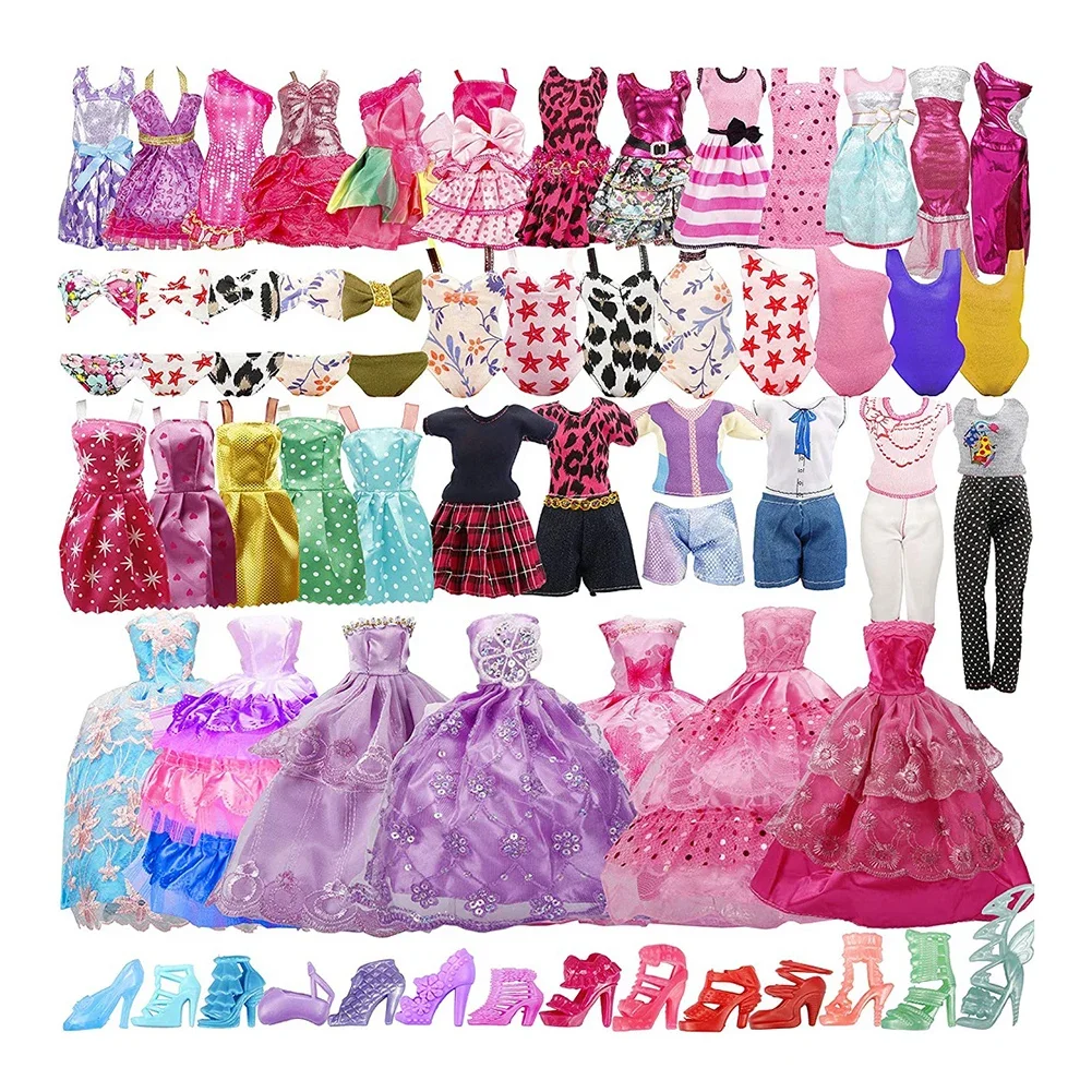 35 Set Doll Skirt Pants Polyester Fairy Collection Clothes Mini Doll Dress Up Set Props Random Style for Girls Gift Accessories