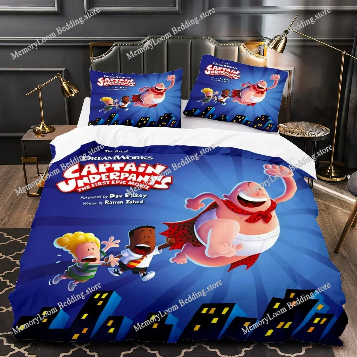

Home Textile Cartoons Fun Captain Underpants Duvet Cover Pillow Case Boy Girl Bedding Set King/Queen/Twin Size Soft Polyester