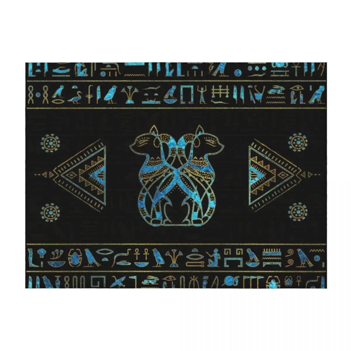 

Egyptian Cats Gold and blue stained glass Throw Blanket Soft Plaid Blankets For Bed Decoratives Moving Blankets