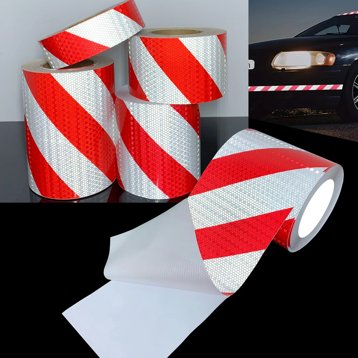 5/10/15/20CM High Visibility Twill Reflective Tapes Red White Safety Warning Tapes Waterproof Self-adhesive For Cars DIY
