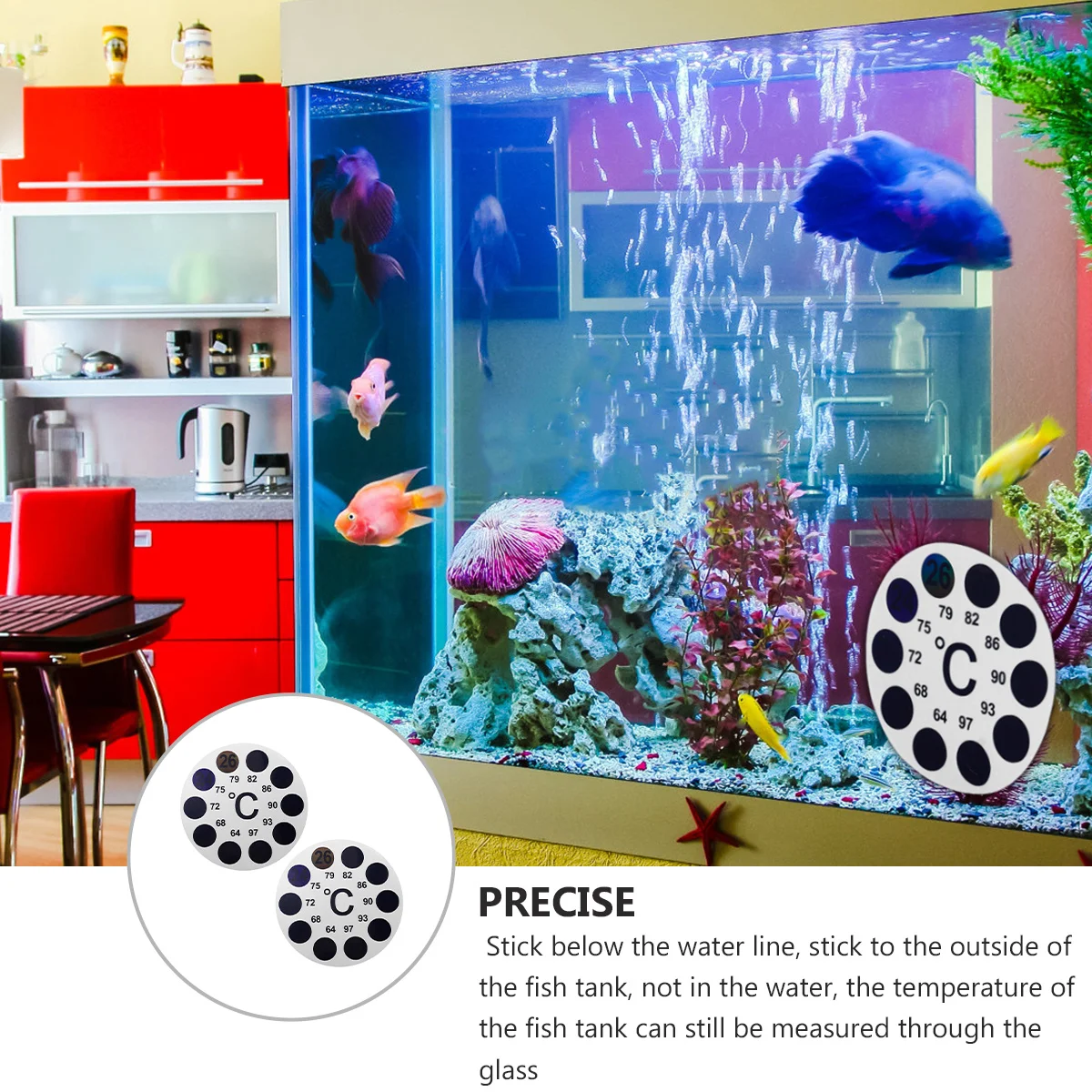 

2Pcs Adhesive Thermometer Strip for Fish Tank Aquarium Clear Temperature Scale Celsius Reading Instant Read Temperature Sticker