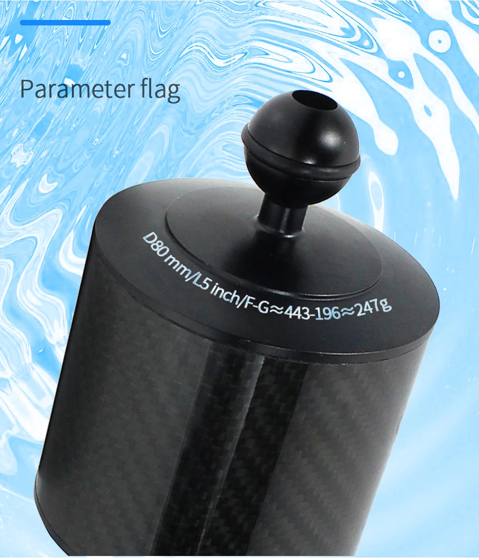 Dd60mm d80mm Unterwasser Kohle faser Float Auftriebs arm Dual 1 Zoll Kugelkopf Kamera Tauch schale 5/8/10/12 Zoll für DSLR-Halterung – Detail 23