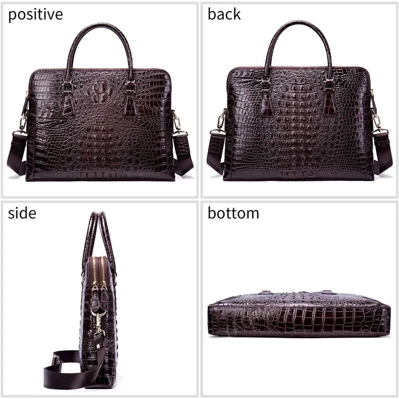 Yao Dong New Brand Men's Briefcase Crocodile Pattern Genuine Leather 14 inch Laptop Business Handbag Cowhide Male Office Bag Bla