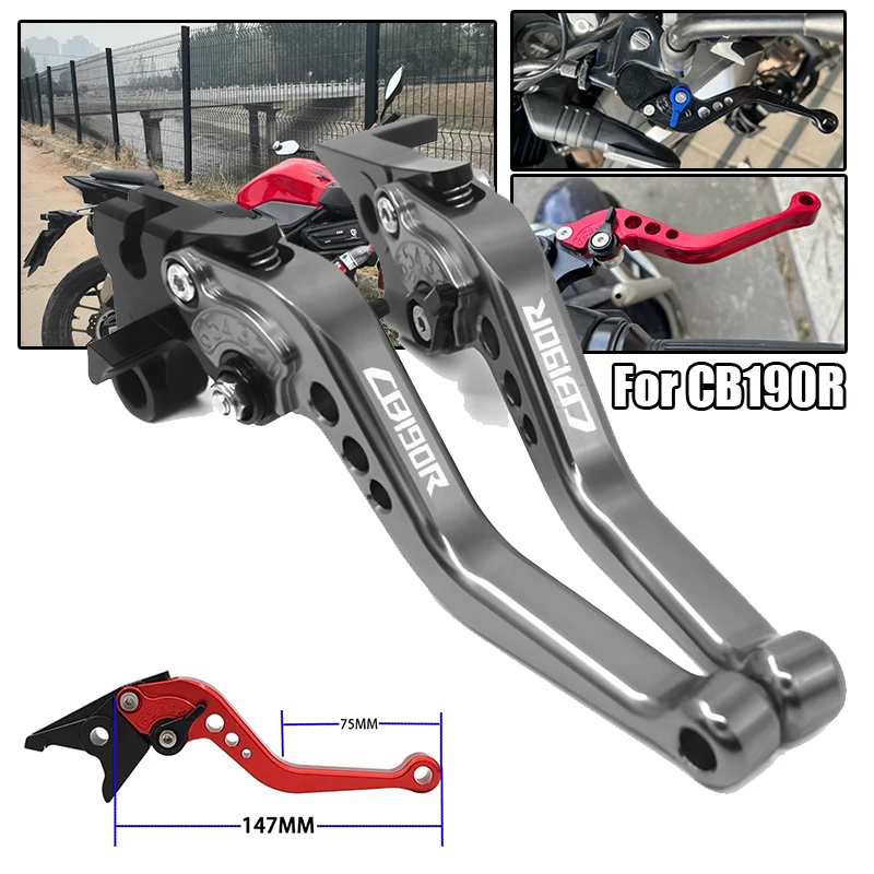 

For CB190R CB 190R 2016-Present Motorcycle Short Brake Clutch Levers Aluminum CNC Adjustable Motorbike Handle Lever