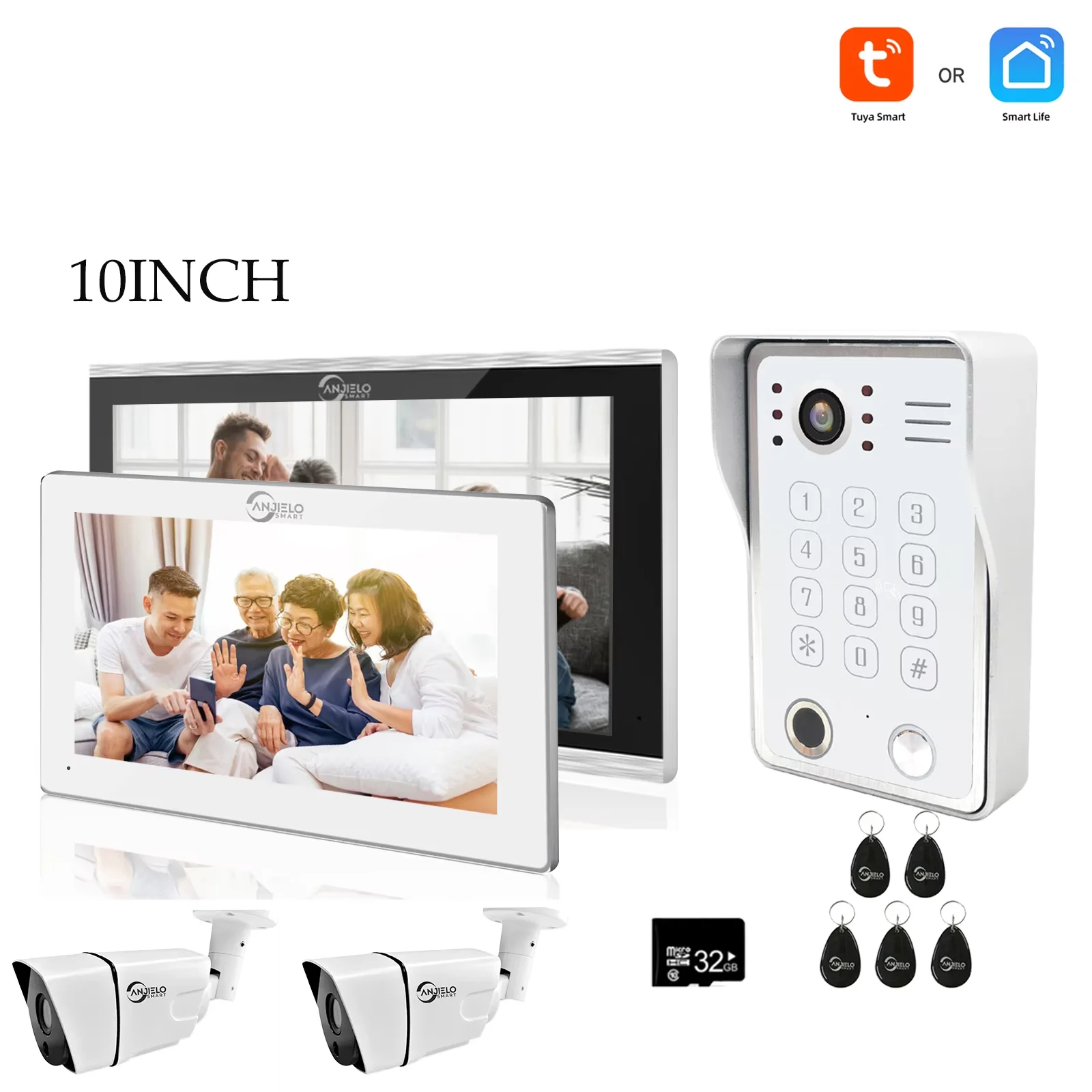 

Video Intercom Fingerprint 5in1 Unlock Wifi Doorbell System For Home Doorphone Tuya Smart 1080P Touch Monitor Security Protec