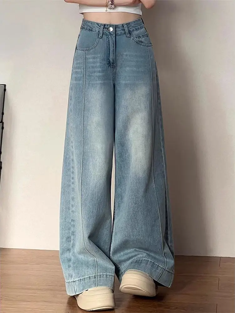 Luźne jeansy damskie z wysokim stanem, krótkie, do kostek, typu capri, damskie spodnie dżinsowe, modne, podstawowe, proste, na co dzień.