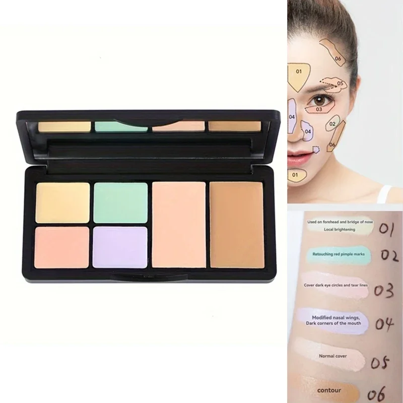 6-kleuren crème concealer blush palet kleurcorrigerende matbruine contour foundation combinatiedoos voor make-up