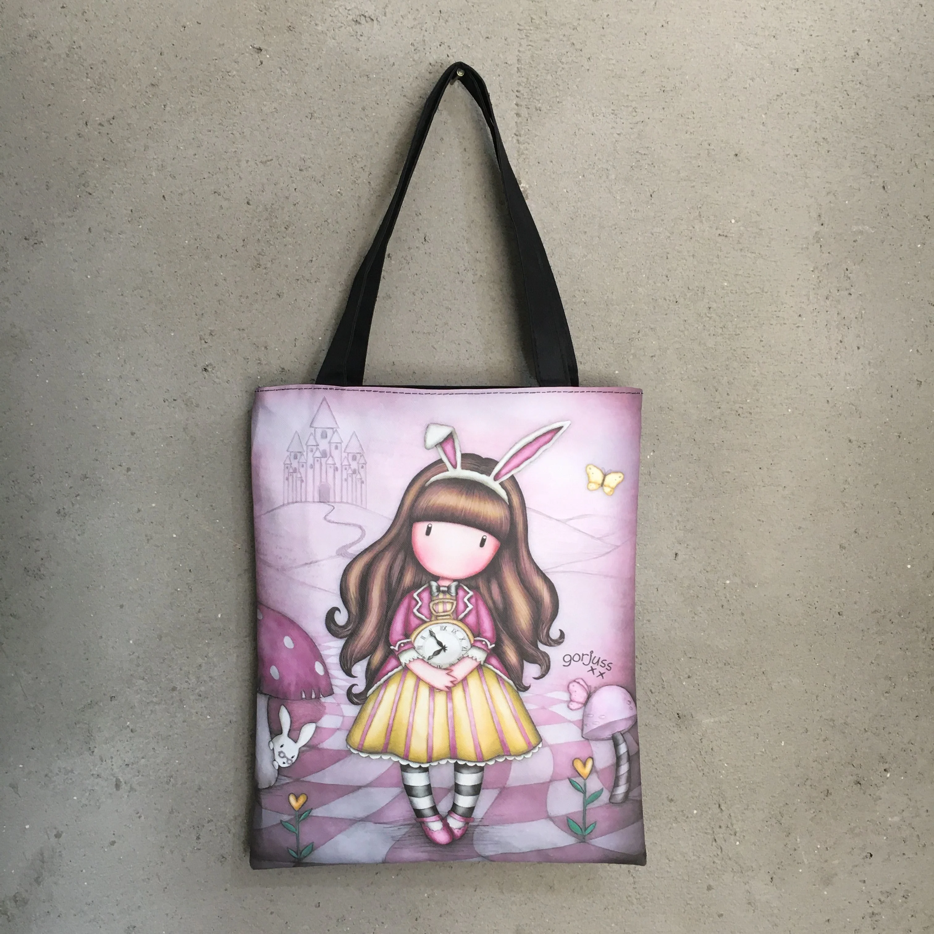 Fashion Cartoon Printing Women Casual Tote High Quality Fabric Female Shoulder Bag Pretty Style Girls Shopping Bag Handbag